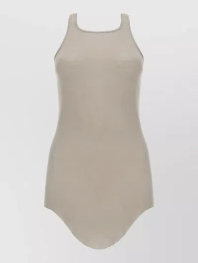 Rick Owens Sleeveless Racerback Top Curved Hem In Neutral