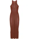Rick Owens Sleeveless Ribbed Dress In Brown
