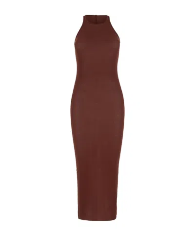 Rick Owens Sleeveless Ribbed Dress In Red