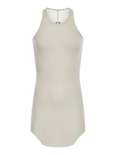 Rick Owens Stretch Ribbed Tank Top In Beige