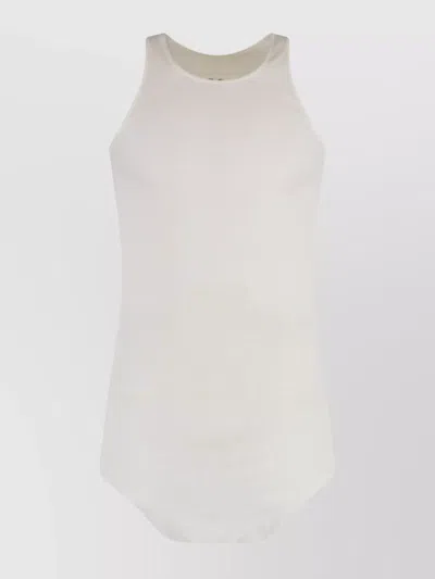 Rick Owens Sleeveless Round Neckline Raw-cut Tank Top In White