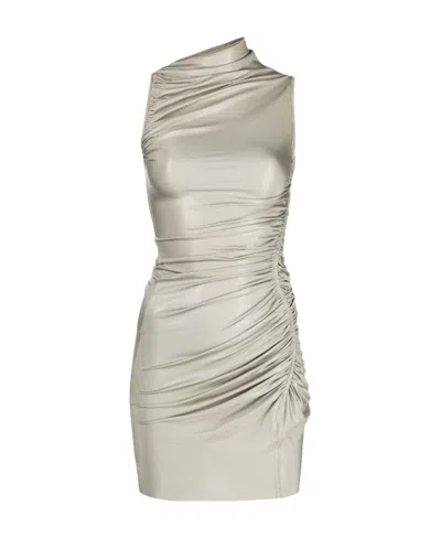 Rick Owens Sleeveless Ruched Minidress In Nude