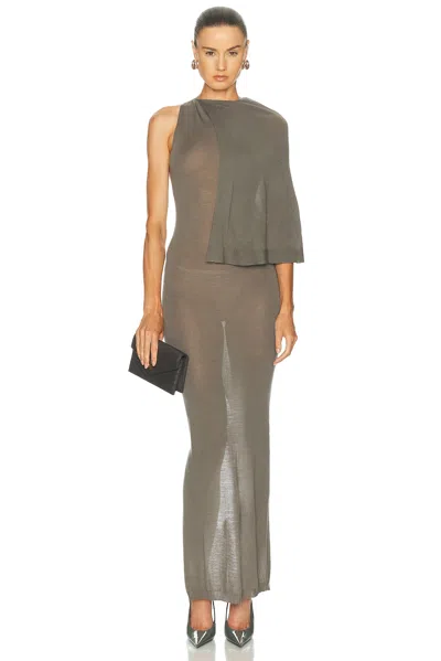 Rick Owens Sleeveless Scarf Gown In Gray