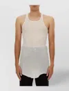 Rick Owens Sleeveless Cotton Top With Longer Back Hem In White