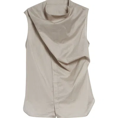 Rick Owens Sleeveless Semisheer Chambray Button-up Shirt In Gray