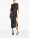 Rick Owens Svita Printed Ruched Jersey Gown In Gray