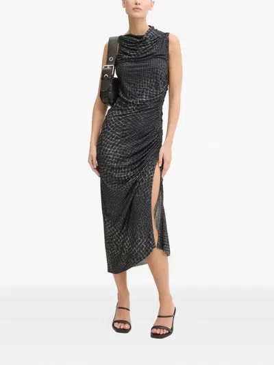 RICK OWENS SLEEVELESS SIDE-SPLIT MIDI DRESS