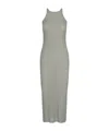 Rick Owens Ribbed Texture Midi Length Sleeveless Dress In Gray