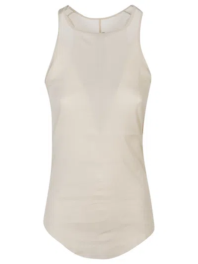 Rick Owens Sleeveless Tank Top With Curved Hem And Signature Back Seam In Neutral