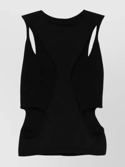 RICK OWENS SLEEVELESS TOP WITH CUT-OUT AND RIBBED EDGES
