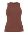 Rick Owens Ribbed-knit Sleeveless Tank Top In Brown