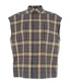 Rick Owens Sleeveless Multicolor Cotton Jacket With Classic Collar In Black