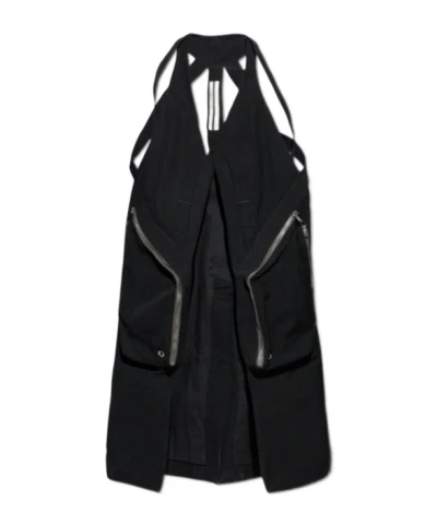 Rick Owens Temple Zip-up Vest In Black