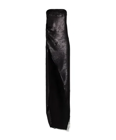 Rick Owens Sleeveless Waist-cinched Dress In Black