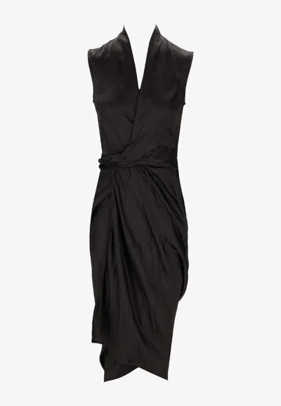 Rick Owens Sleeveless Wrap Dress In Black