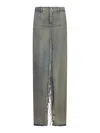 Rick Owens Sliced Cotton Denim Skirt In Blue