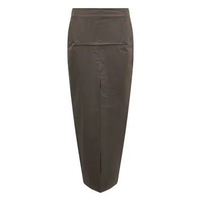 Rick Owens Sliced Skirt Recycled Tulle In Brown