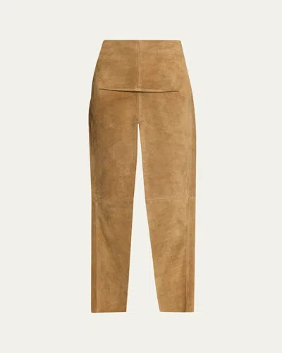 Rick Owens Sliced Suede Maxi Skirt In Brown