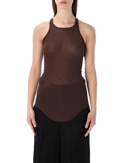 Rick Owens Ribbed Sleeveless Lounge Top Back Opening In Multi