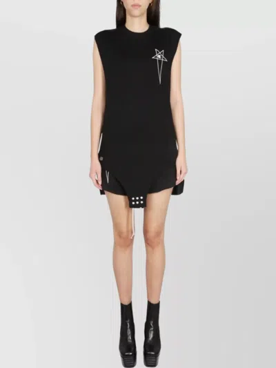 Rick Owens Slim Fit Sleeveless Top With Graphic Detail In Black