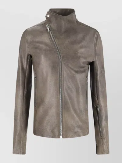 Rick Owens Release Panelled Full-grain Leather Jacket In Black