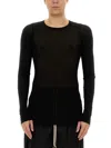 Rick Owens Forever Rib Ls T In Mini Rib Jersey In Black
