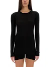 Rick Owens Fitted Stretch Sheer Long Sleeve Top In Black