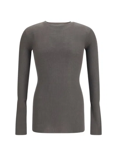 Rick Owens Slim Ribbed Merino Wool Sweater In Multi