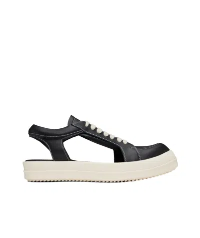 Rick Owens Slingback Flat Sandals In 91 Black/milkmilk/mi