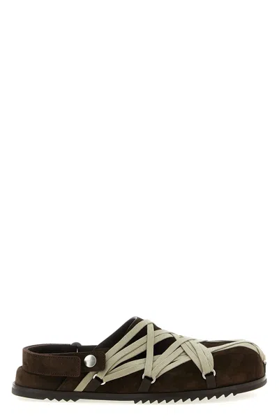 Rick Owens Slingback Flat Sandals In Brown
