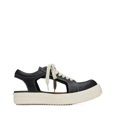 Rick Owens Slingback Flat Sandals In 91 Black/milk