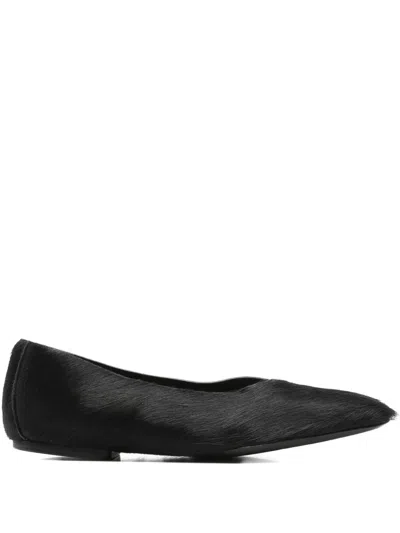Rick Owens Slip-on Square Toe Leather Flats For Women In Black