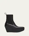 Rick Owens Sliver Leather Platform Beatle Boots In Black