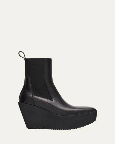 Rick Owens Sliver Leather Platform Beatle Boots In Black