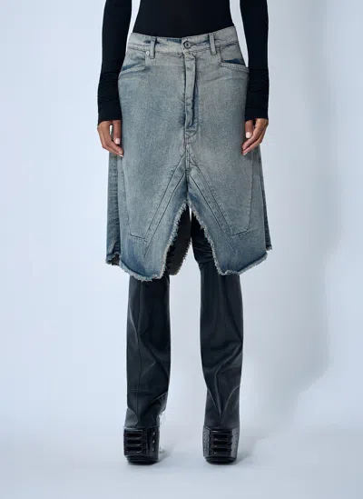 Rick Owens Slivered Denim Skirt In Blue