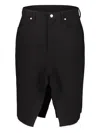 Rick Owens Slivered Wool Midi Skirt In Black