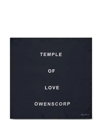 Rick Owens Slogan-print Scarf In Blue