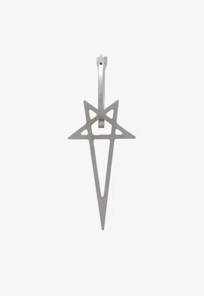 Rick Owens Small Pentagram Earring In Silver