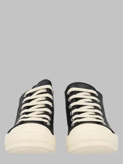 Rick Owens Smooth Leather Low-top Sneakers In Black