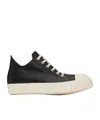 Rick Owens Men Low Sneaks In Grain Calf Leather In Black