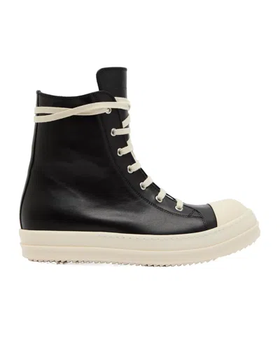Rick Owens Smooth-surface High-ankle Casual Boots In Black