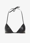 Rick Owens Snake Print Leather Triangle Bra In Black