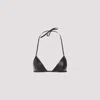 Rick Owens Snake Print Leather Triangle Bra In Black