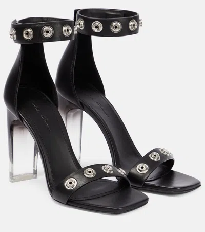 Rick Owens Snaps Leather Sandals In Black