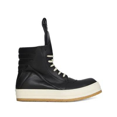 Rick Owens Creep Geobasket Full Grain Cow Leather In Black