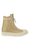 Rick Owens High-top Sneakers With Smooth Leather Upper And Chunky Sole In Gold