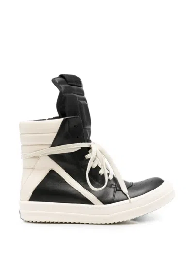 Rick Owens Trainers Leather Sneakers "geobasket" In Black