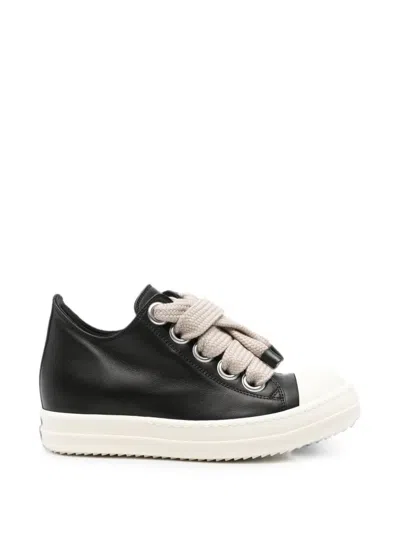 Rick Owens Jumbolace Leather Sneakers In Black