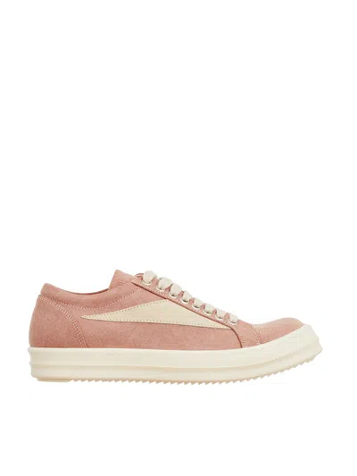 RICK OWENS PINK VINTAGE LEATHER SNEAKERS FOR WOMEN