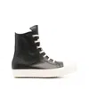 Rick Owens Men Leather High-top Sneakers In Black